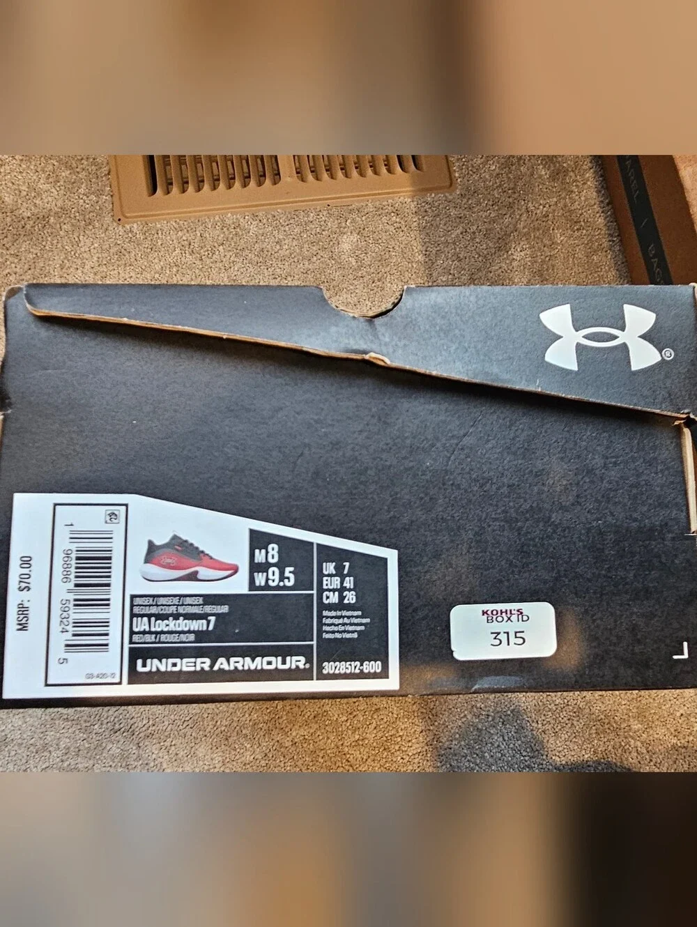 Under Armour Mens' Red and Black Performance Sneakers